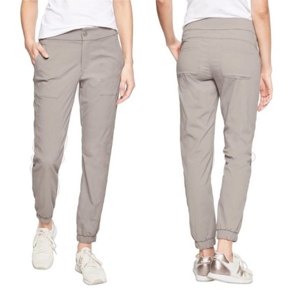 Athleta Pants - Athleta Trekkie Jogger 2.0 Pants Gray Beige UPF 50+ Rip Stop Gorp Core 10